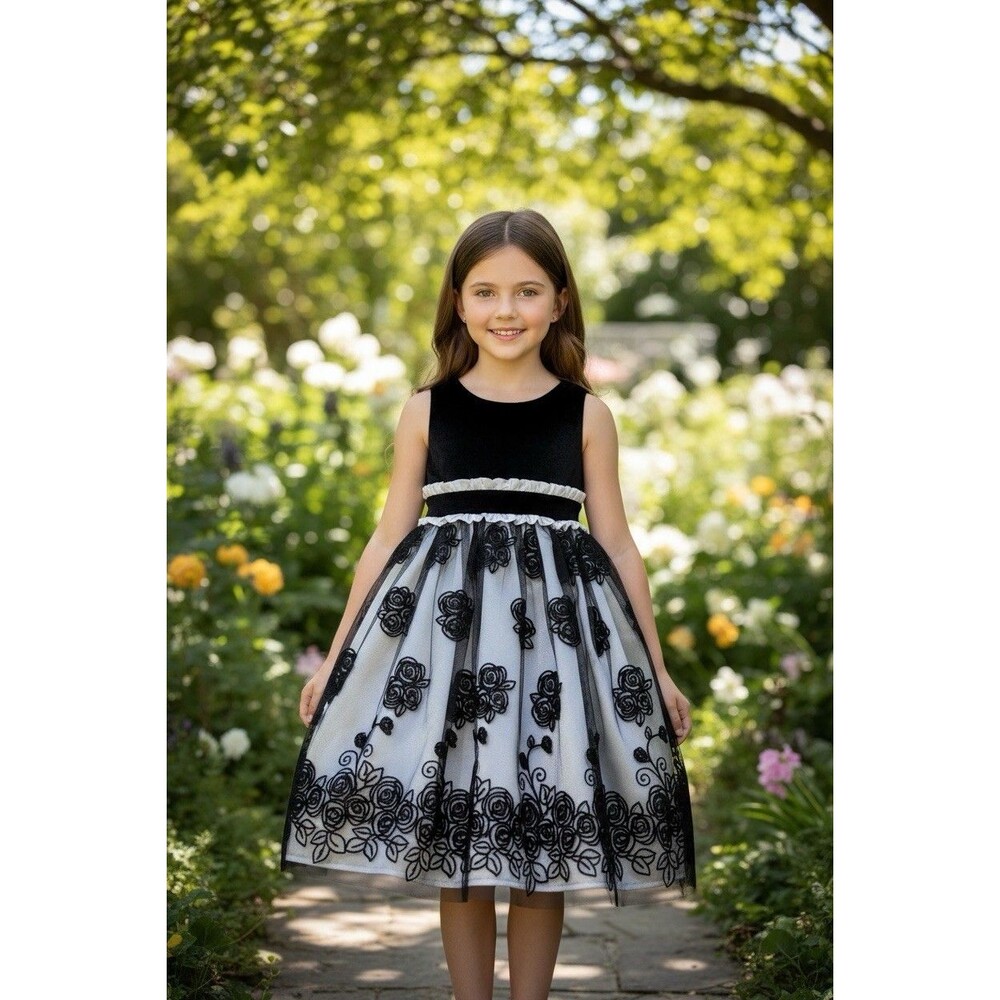 Pinky Girl’s Size 5 NWT Holiday Dress Black/White